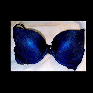 VICTORIA’S SECRET - 38C Very Sexy Push Up Bra - Royal Blue with lace